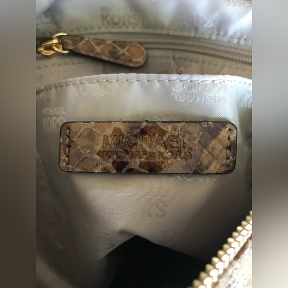MICHAEL KORS Python Snake Brown Hobo Shoulder Handbag Purse - Picture 8 of 16